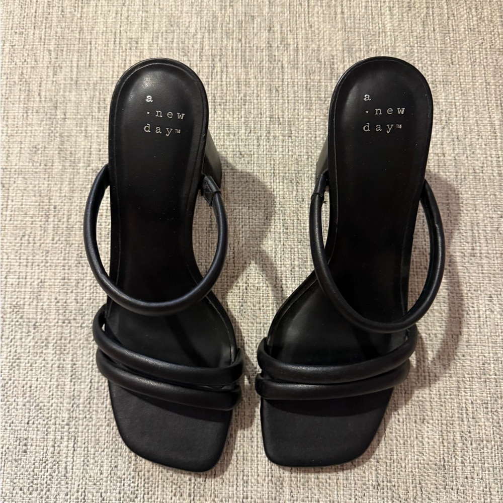 A New Day Black Strappy Heels